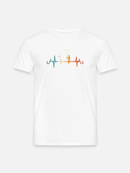 Angler Herzschlag Angeln Fischer - Männer T-Shirt - Weiß