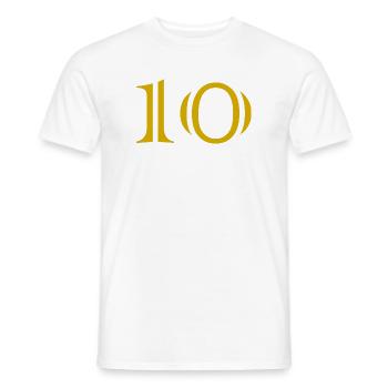 10. 10 YEARS. 10th ANNIVERSARY. 10 YEAR ANNIVERSARY. - Men's T-Shirt - white - Front - AI Model Male 178 dark (178cm)