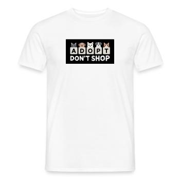 Adopt Don't Shop – Animals on Dice, Shelter - Men's T-Shirt - white - Front - AI Model Male 178 dark (178cm)