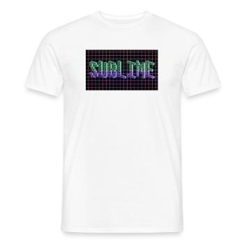 SUBLIME 3D Pixel Typography | Retro 80s Wireframe  - Men's T-Shirt - white - Front - AI Model Male 178 dark (178cm)