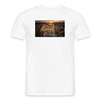 Bus depot at sunset - Men's T-Shirt - white - Front - AI Model Male 178 dark (178cm)