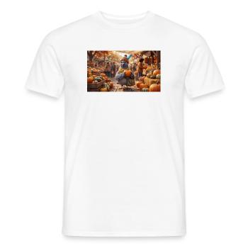 Pigeon mignon avec une citrouille au marché d’automne - T-shirt homme - blanc - Devant - AI Model Male 178 dark (178cm)