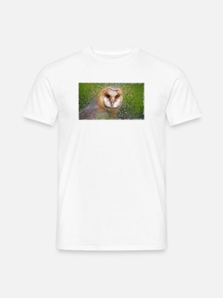 Schleiereule – Vogelillustration - Männer T-Shirt - Weiß
