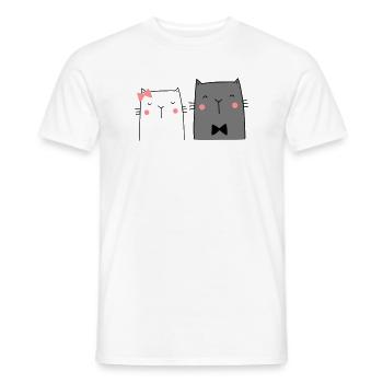 Cats Couple Couple Couple Wedding Couple Wedding - Men's T-Shirt - white - Front - AI Model Male 178 dark (178cm)