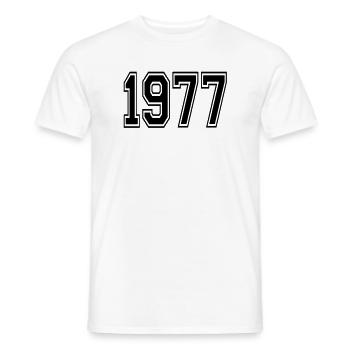 1977 - Men's T-Shirt - white - Front - AI Model Male 178 dark (178cm)