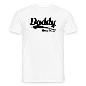 Père grossesse enceinte Papa depuis 2023 - T-shirt homme - blanc - Devant - AI Model Male 178 dark (178cm)