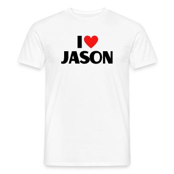 I love Jason Rotes Herz Liebe Fan Geschenk - Männer T-Shirt - Weiß - Vorne - AI Model Male 178 dark (178cm)