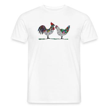Hahn und Henne - Männer T-Shirt - Weiß - Vorne - AI Model Male 178 dark (178cm)