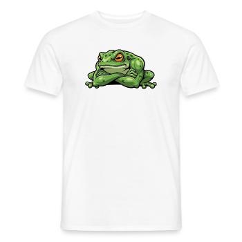 Cool frog with crossed arms cartoon - Men's T-Shirt - white - Front - AI Model Male 178 dark (178cm)