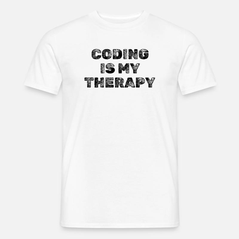 Coding Is My Therapy Entwickler Spruch - Männer T-Shirt - Weiß