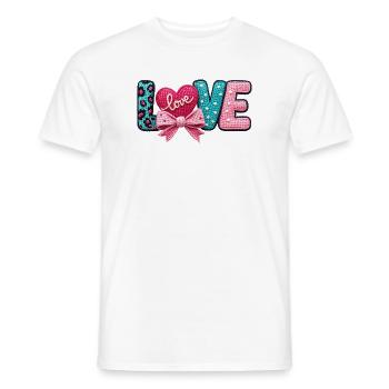 Love Love Heart Bow Pastel Romantic - Men's T-Shirt - white - Front - AI Model Male 178 dark (178cm)