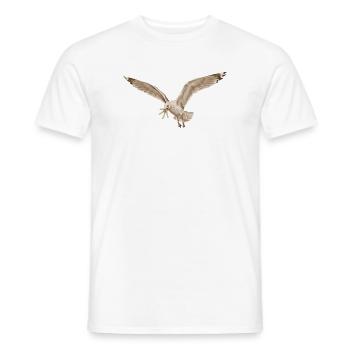 Funny seagull stealing fries on the beach - Men's T-Shirt - white - Front - AI Model Male 178 dark (178cm)