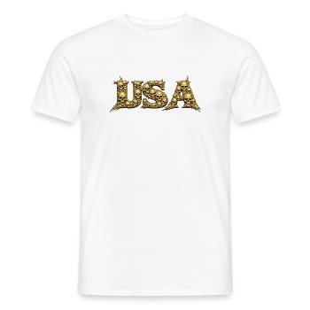 USA Skull Vine Gothic Logo - Men's T-Shirt - white - Front - AI Model Male 178 dark (178cm)