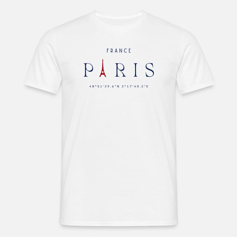 Pariser Blauer Eiffelturm Rot - Männer T-Shirt - Weiß