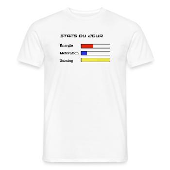 Stats du jour - gaming et humour - T-shirt homme - blanc - Devant - AI Model Male 178 dark (178cm)