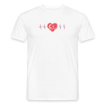 Turkey Heart with Star Crescent Pulse - Men's T-Shirt - white - Front - AI Model Male 178 dark (178cm)