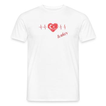 Cœur turc avec drapeau et ECG - T-shirt homme - blanc - Devant - AI Model Male 178 dark (178cm)