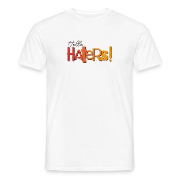 Hello Haters! Cooles Statement - Männer T-Shirt - Weiß - Vorne - AI Model Male 178 dark (178cm)