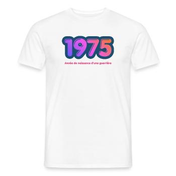1975 Année rétro naissance d'une guerrière - T-shirt homme - blanc - Devant - AI Model Male 178 dark (178cm)