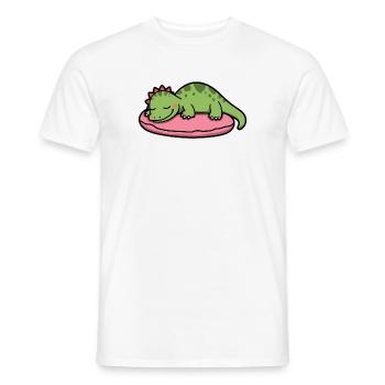 Chubby Sleeping Dinosaur Cozy Bedtime Aesthetic - Men's T-Shirt - white - Front - AI Model Male 178 dark (178cm)