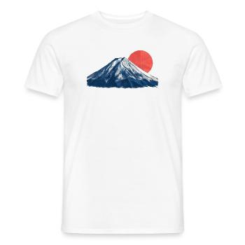 Blaues Bergpanorama mit roter Sonne Fuji Origami - Männer T-Shirt - Weiß - Vorne - AI Model Male 178 dark (178cm)