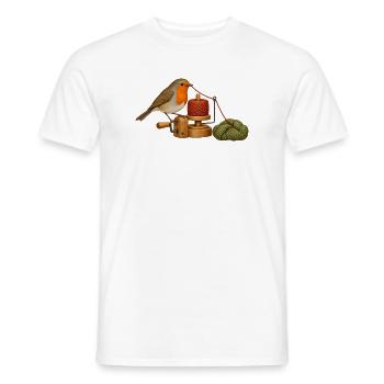Rotkehlchen wickelt Garn - Männer T-Shirt - Weiß - Vorne - AI Model Male 178 dark (178cm)