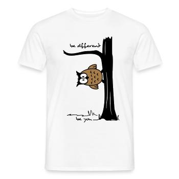 Owl sur l'arbre "be different, be you" - T-shirt homme - blanc - Devant - AI Model Male 178 dark (178cm)