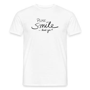 Please smile thank you - Männer T-Shirt - Weiß - Vorne - AI Model Male 178 dark (178cm)
