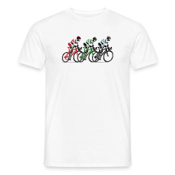 Three cyclists on the move - Men's T-Shirt - white - Front - AI Model Male 178 dark (178cm)