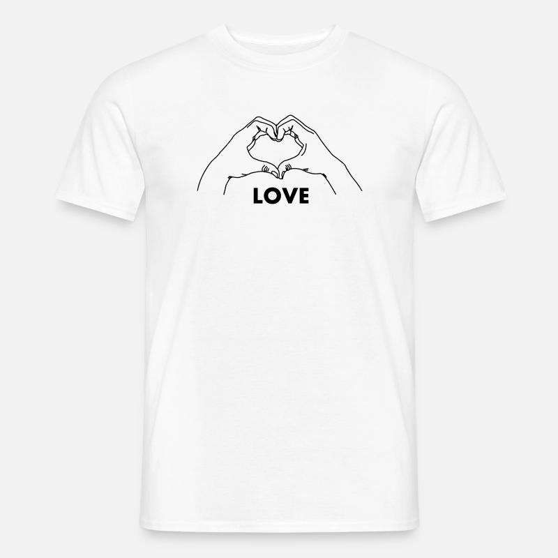 Handgeste Herz LIEBE - Männer T-Shirt - Weiß