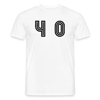 40. 40 YEARS. 40th ANNIVERSARY. 40 YEARS ANNIVERSARY. - Men's T-Shirt - white - Front - AI Model Male 178 dark (178cm)