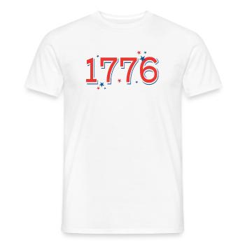 Rot-BlauSterneCelebrationDesign - Männer T-Shirt - Weiß - Vorne - AI Model Male 178 dark (178cm)