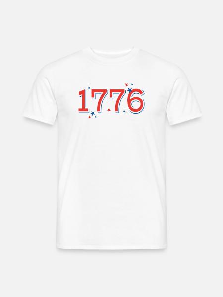 Rot-BlauSterneCelebrationDesign - Männer T-Shirt - Weiß