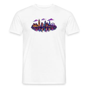 Nuit skyline de Londres au néon - T-shirt homme - blanc - Devant - AI Model Male 178 dark (178cm)