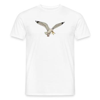 Funny seagull stealing fries on the beach - Men's T-Shirt - white - Front - AI Model Male 178 dark (178cm)