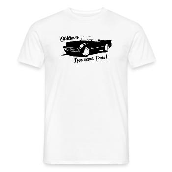 Vintage Car - Love never ends - Car with Lettering - Men's T-Shirt - white - Front - AI Model Male 178 dark (178cm)