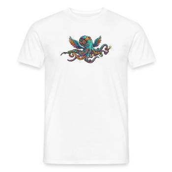 Bunter Steampunk Octopus mit Flügeln Fantasiewesen - Männer T-Shirt - Weiß - Vorne - AI Model Male 178 dark (178cm)