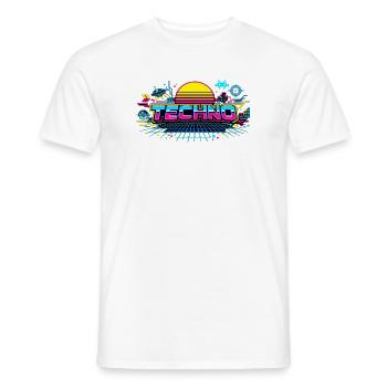 Neon Techno Horizont - Männer T-Shirt - Weiß - Vorne - AI Model Male 178 dark (178cm)