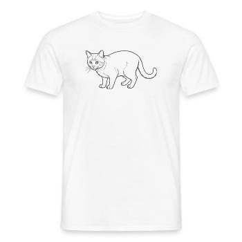 Katzenlinienzeichnung Noir Stil - T-shirt homme - blanc - Devant - AI Model Male 178 dark (178cm)