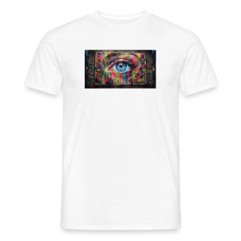 Neon Eye Street Graffiti Eye - Men's T-Shirt - white - Front - AI Model Male 178 dark (178cm)