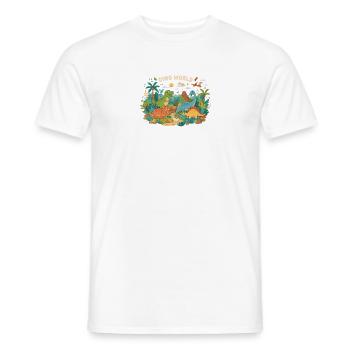 Dino Welt: bunte Urzeit-Szene - Männer T-Shirt - Weiß - Vorne - AI Model Male 178 dark (178cm)