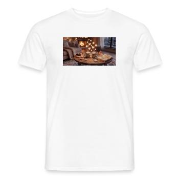 Kaminzauber Kuschelabend - Männer T-Shirt - Weiß - Vorne - AI Model Male 178 dark (178cm)