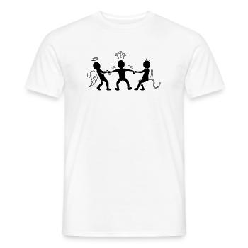 Hin- und hergerissen: Engelchen und Teufelchen - Männer T-Shirt - Weiß - Vorne - AI Model Male 178 dark (178cm)