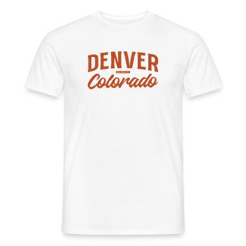 Denver Colorado Retro Script Logo - Men's T-Shirt - white - Front - AI Model Male 178 dark (178cm)