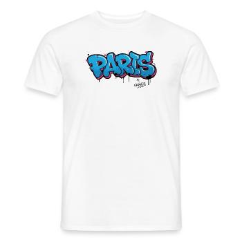 Art graphique de la ville de Paris de style graffiti - T-shirt homme - blanc - Devant - AI Model Male 178 dark (178cm)