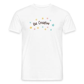 Sei kreativ: Pastellsterne und feine Buchstaben - Männer T-Shirt - Weiß - Vorne - AI Model Male 178 dark (178cm)