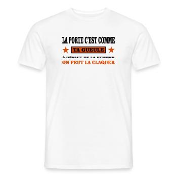 Shut up - Men's T-Shirt - white - Front - AI Model Male 178 dark (178cm)