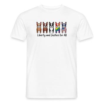 Mois de la fierté LGBTQ avec la liberté et la justice pour tous - T-shirt homme - blanc - Devant - AI Model Male 178 dark (178cm)