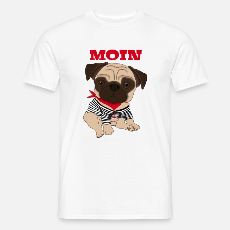 Moin Mops Hund Geschenkidee - Männer T-Shirt - Weiß