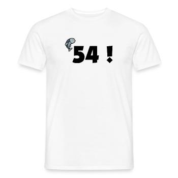 54 ! - Men's T-Shirt - white - Front - AI Model Male 178 dark (178cm)